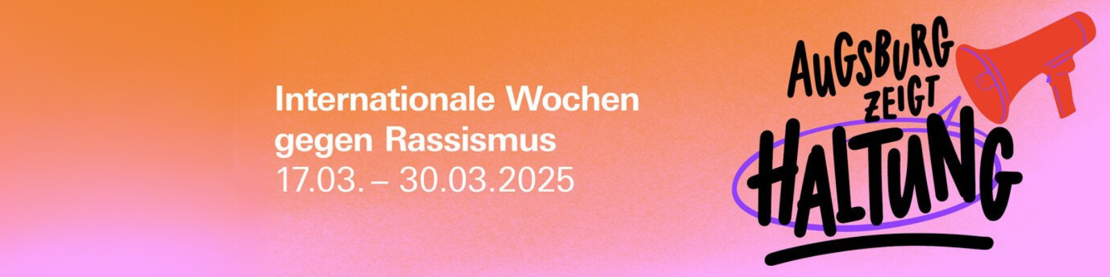 Keyvisual der Internationalen Wochen gegen Rassismus 2025 mit dem Motto „Menschenwürde schätzen“ in bunten Farben.