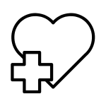 Icon für Gesundheit als Herz und Kreuz