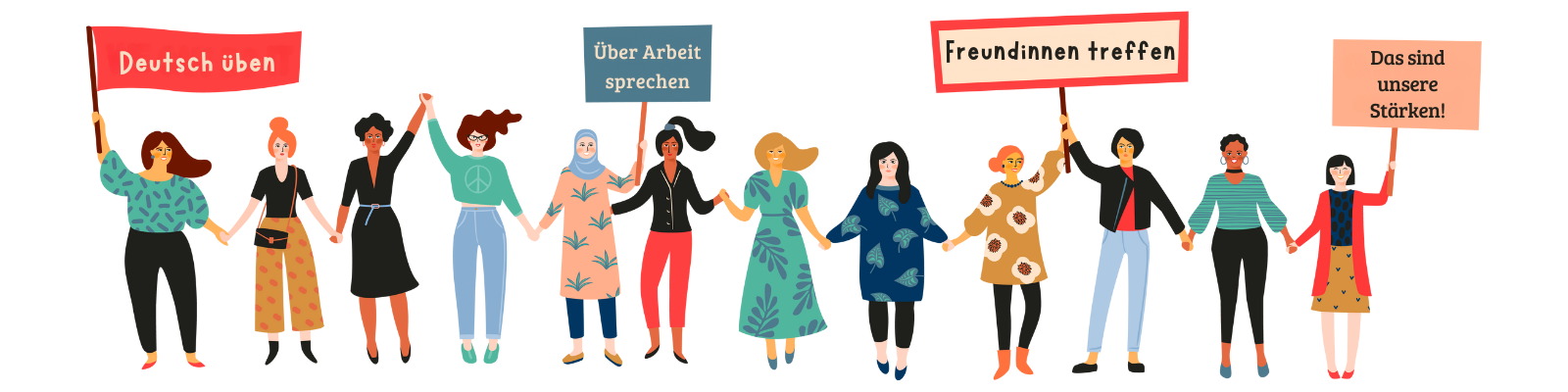Frauen unterhalten sich im BiB in Augsburg über Arbeit und Beruf in deutscher Sprache. @takeoff.augsburg
