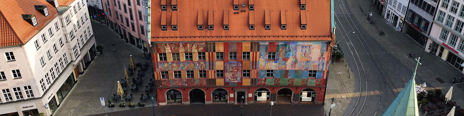 Weberhaus in Augsburg von oben