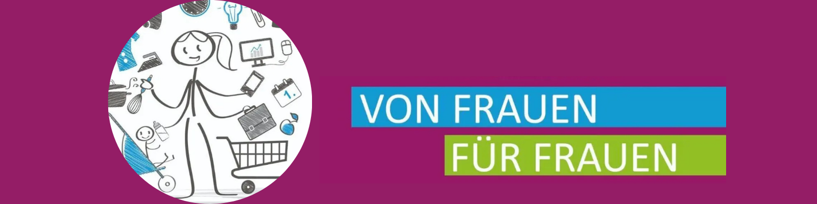 Logo der Frauenmesse 'Von Frauen für Frauen' in Stadtbergen 2025 – Infostand TakeOff! für Migrantinnen mit Beratung zu Beruf, Sprache und Familie