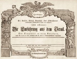 Theaterzettel der Uraufführung des Singspiels "Die Entführung aus dem Serail'" von Mozart; Quelle: Wikipedia