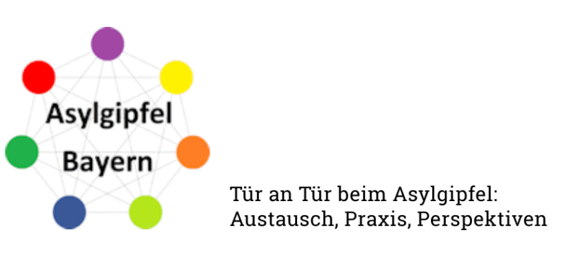 Logo des Oberbayerisch-Schwäbischen Asylgipfels 2025 in Augsburg. Tür an Tür ist dabei bei Asylgipfel zu Austausch. Praxis und Perspektiven.
