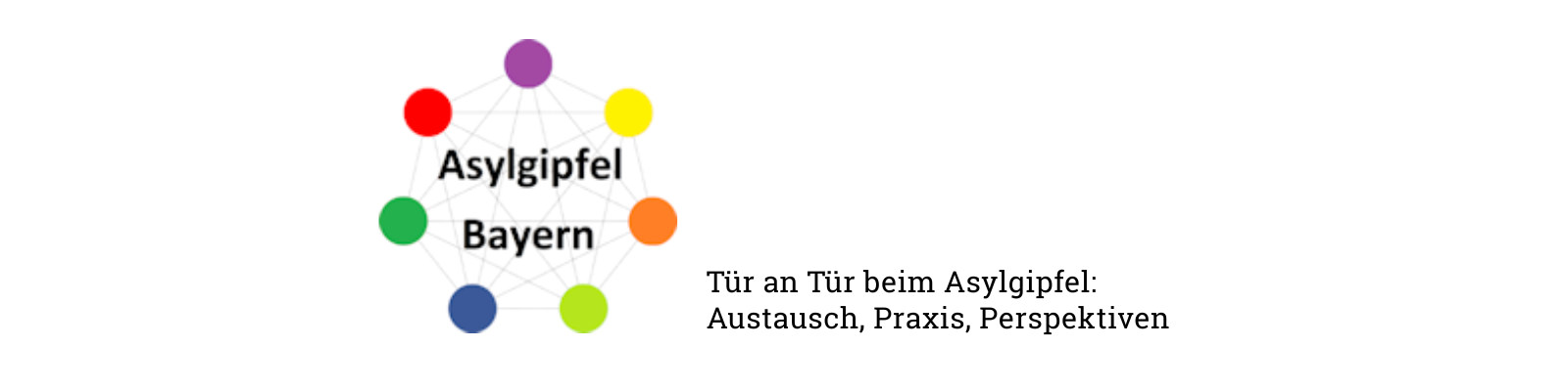 Logo des Oberbayerisch-Schwäbischen Asylgipfels 2025 in Augsburg. Tür an Tür ist dabei bei Asylgipfel zu Austausch. Praxis und Perspektiven.