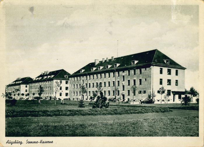 Postkarte: Somme-Kaserne, ca. 1941; Kunstverlag M. Seidlein, München, Stadtarchiv Augsburg