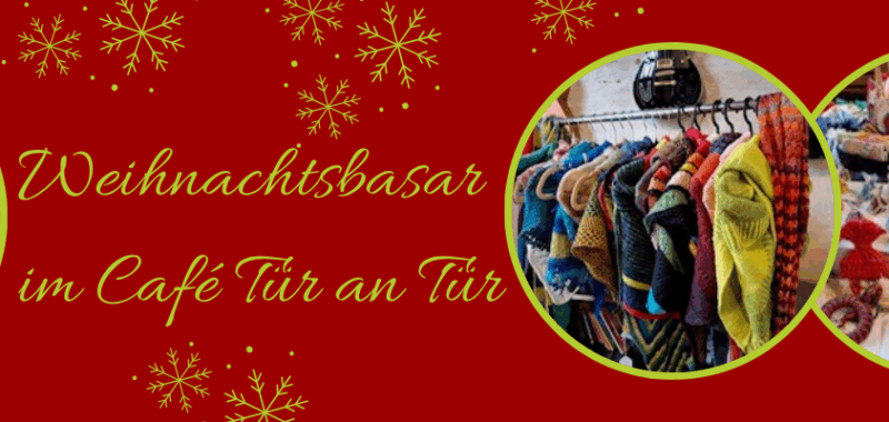 Handgemachte Weihnachtsdeko und Kleidung beim Café Tür an Tür Weihnachtsbasar in Augsburg