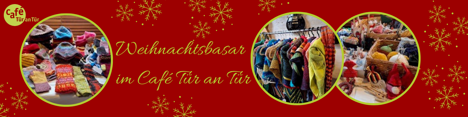 Handgemachte Weihnachtsdeko und Kleidung beim Café Tür an Tür Weihnachtsbasar in Augsburg