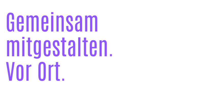 Logo der Ideenschmiede mit dem Slogan „Gemeinsam mitgestalten. Vor Ort.“ als Headermotiv.