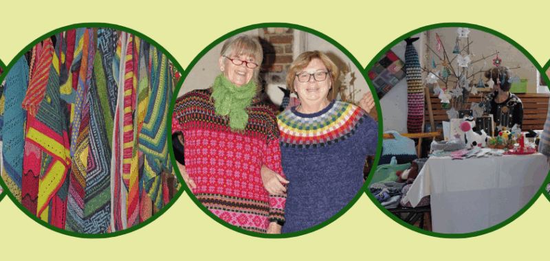 Stimmungsvoller Blick in den Weihnachtsbasar im Café Tür an Tür mit vielfältigen handgemachten Geschenkideen.