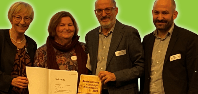Tür an Tür erhält den Augsburger Zukunftspreis 2025 für das soziale Wohnprojekt „Haus Tür an Tür“.