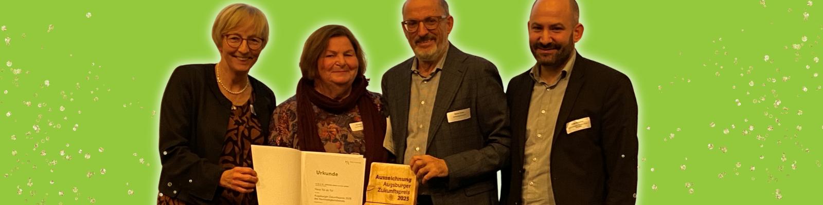 Tür an Tür erhält den Augsburger Zukunftspreis 2025 für das soziale Wohnprojekt „Haus Tür an Tür“.