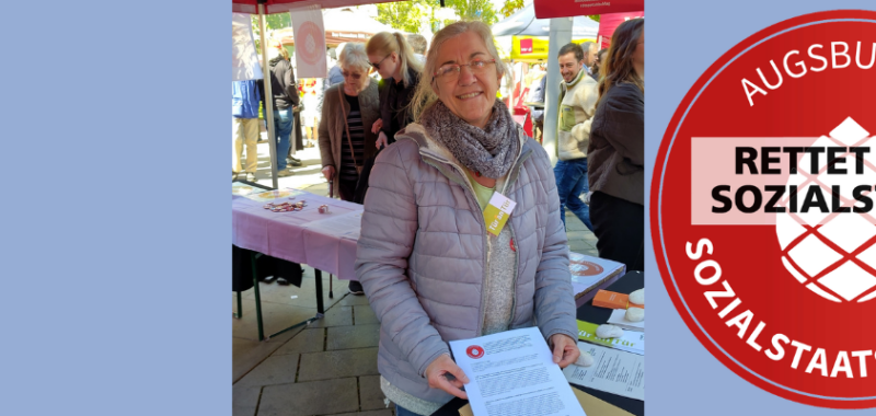 Tür an Tür beim Augsburger Sozialstaatsbündnis am 1. Mai