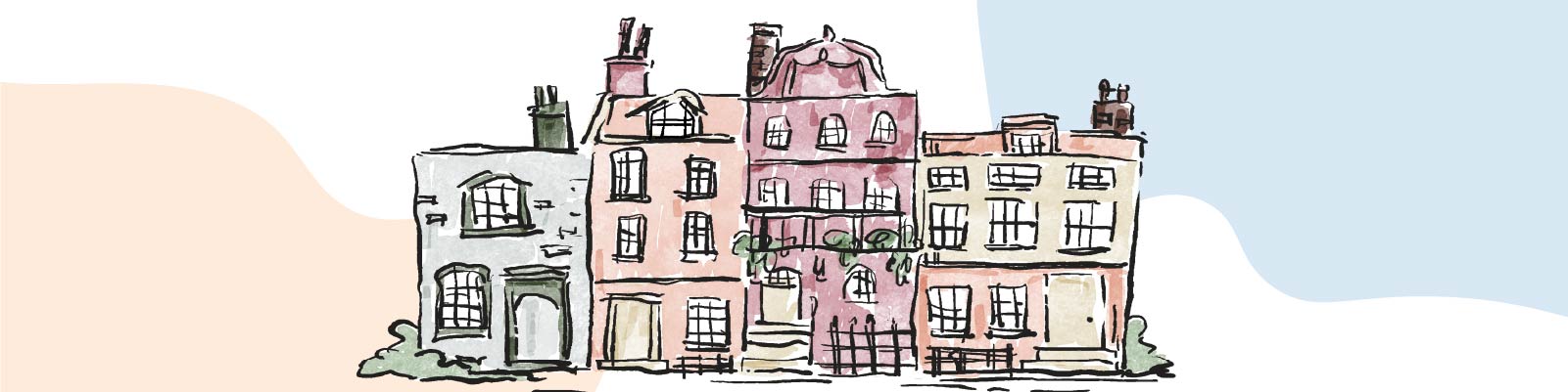 Nachbarschaftszentrum: Illustration von Häusern